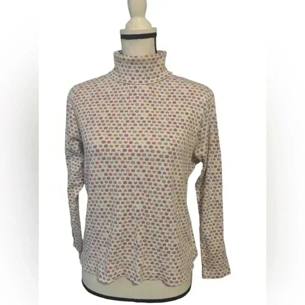 Vintage CC Hughes Heart Print Turtleneck Size Medium